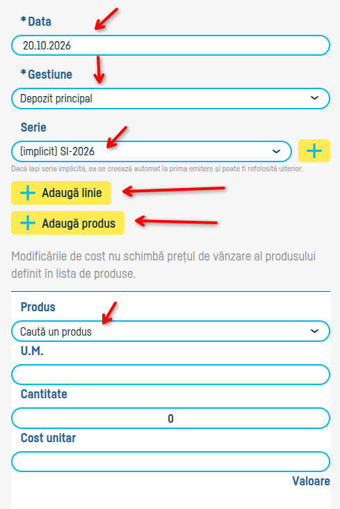 Cum adaugi un stoc inițial - pasul 9